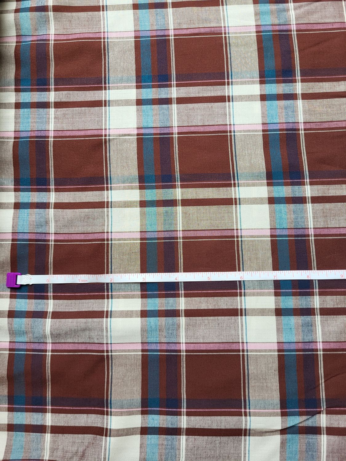 Yarn Dyed Rayon Tencel, Brown/Cream Plaid