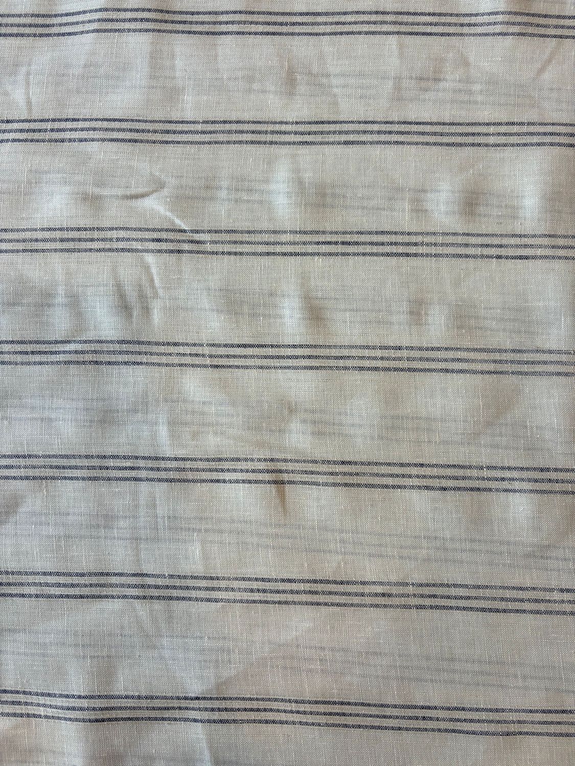 White and Gray Stripe Linen Deadstock