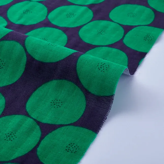 MUDDY WORKS, Mini Anpan Cotton Double Gauze - Navy x Green by Kokka