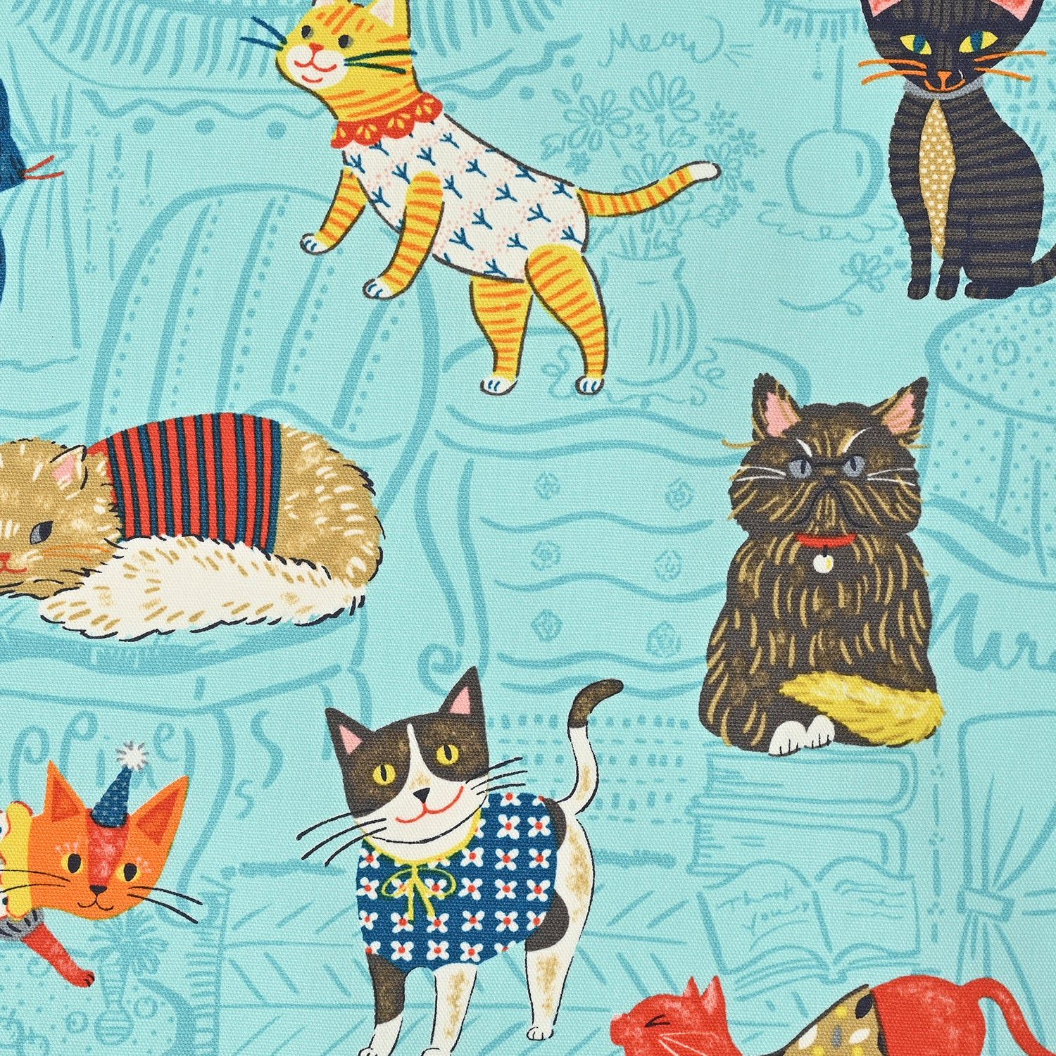 Powerful Animal Cats Oxford in Sax Blue by Kokka