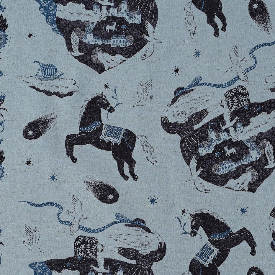 Sanae Sugimoto, Vacation Cotton Linen Sheeting – Blue by Kokka