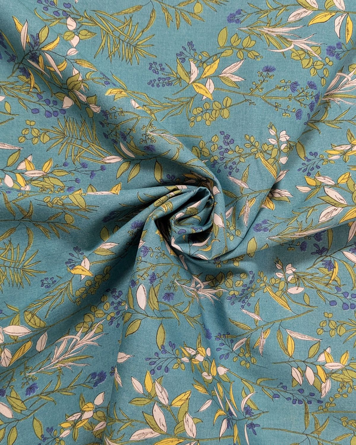 Kokka Flownny Cotton Lawn – Teal &amp; Green