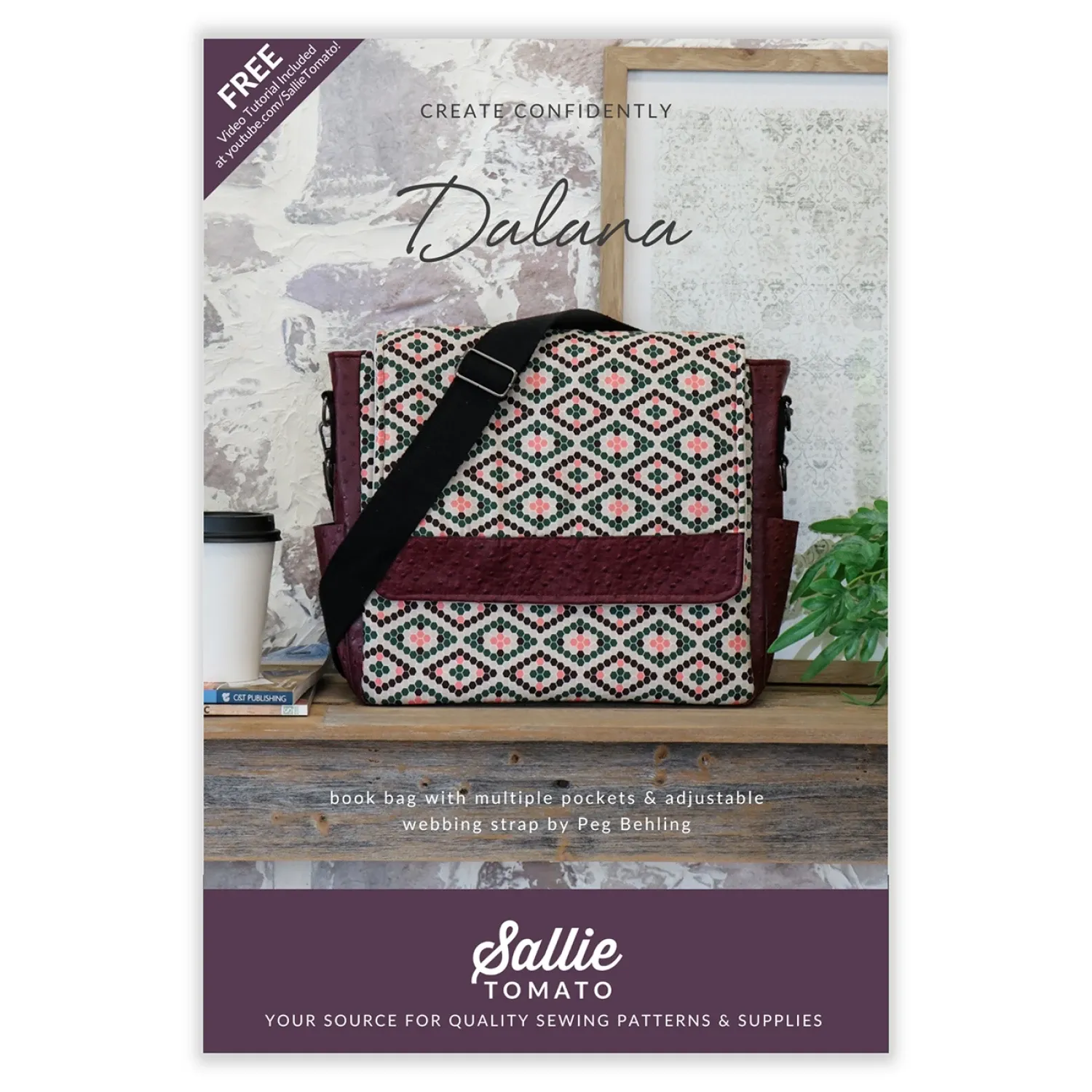 Dalana Book Bag Pattern, Sallie Tomato