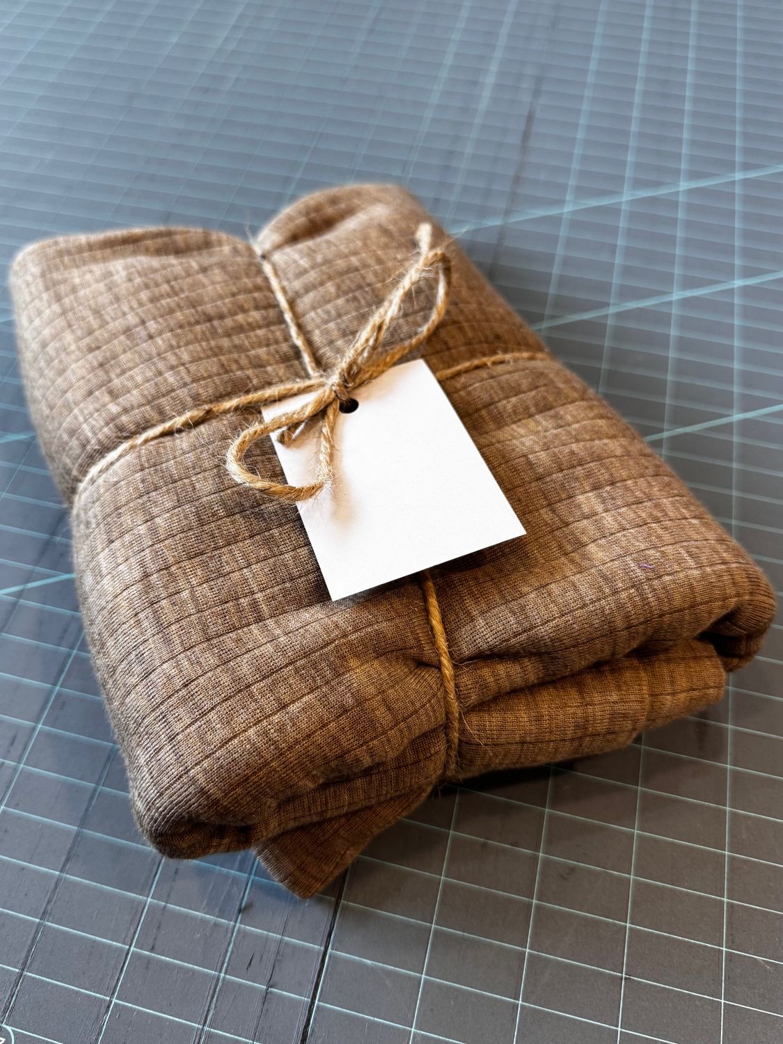 Merino Silk Blend Rib Knit Dark Sand - 1 Yard Remnant