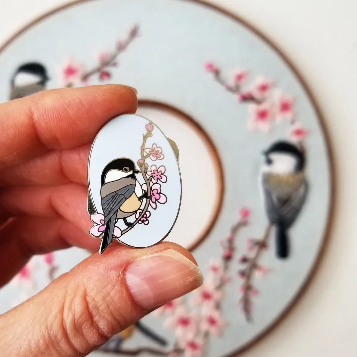 Chickadee, Enamel Needle Minder