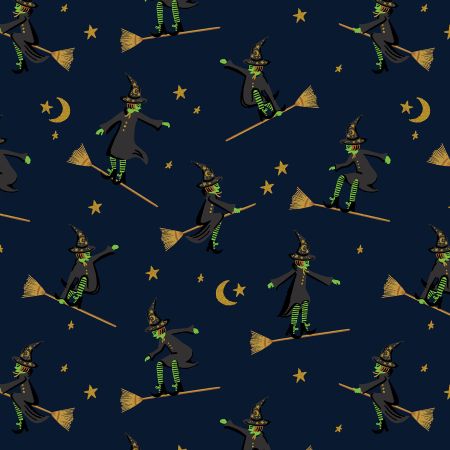 Wicked Witched Navy Metallic, Halloween III, Rifle Paper Co x Cotton + Steel