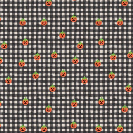 Pumpkin Gingham in Black, Halloween III, Rifle Paper Co x Cotton + Steel