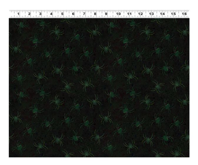 Spiders in Emerald, Emerald Hollow, Printed Cotton