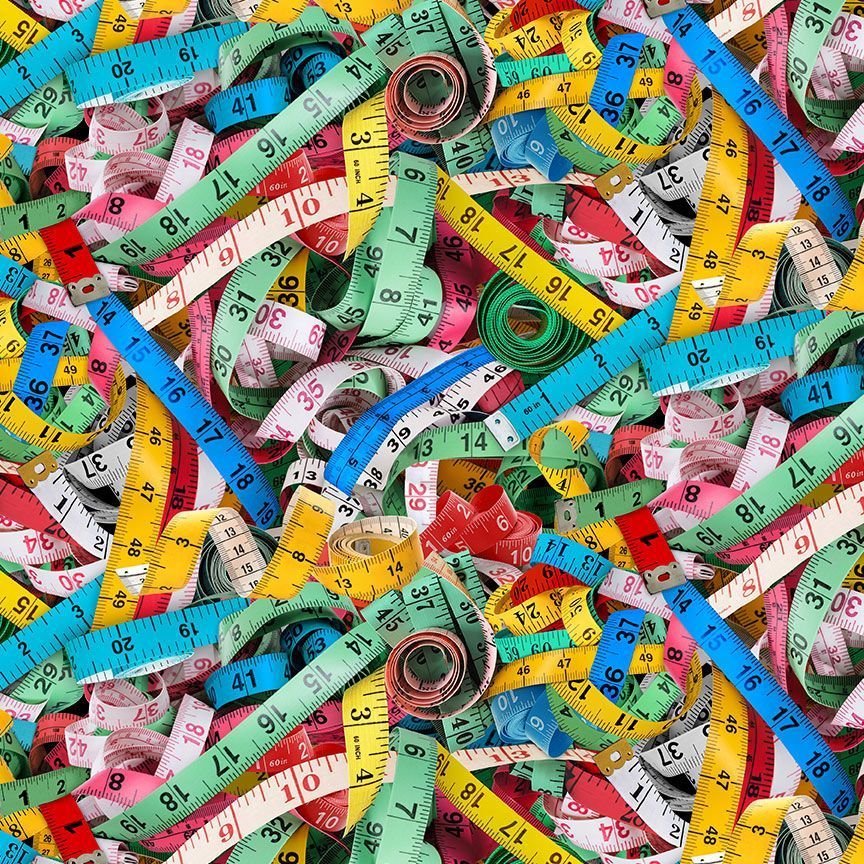 Packed Measuring Tapes, Thread &amp; Thimble, Printed Cotton