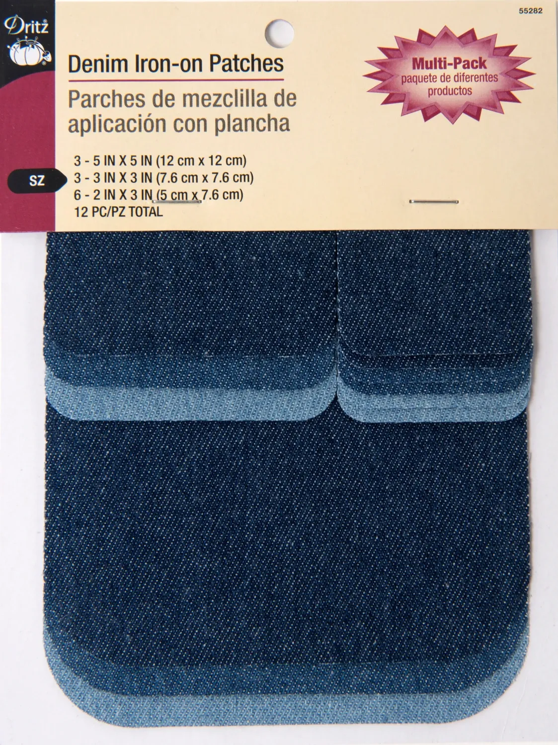 Iron On Patches Denim, 12pk