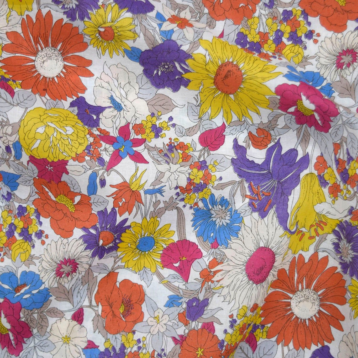 Kokka Flownny Cotton Lawn - Vibrant Wildflower
