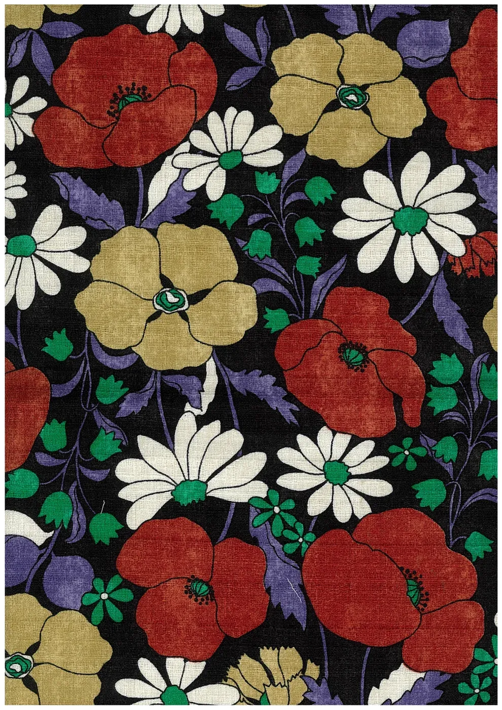 Kokka 100% Cotton Textured Dark Floral Oxford