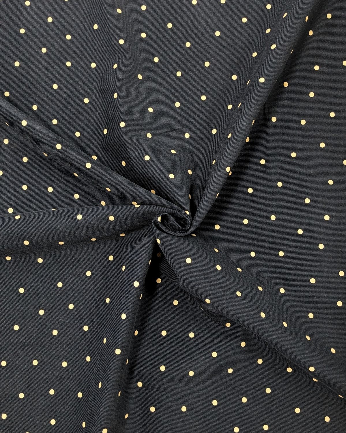 Kokka Fine Wale Corduroy Scattered Tan Dots on Navy