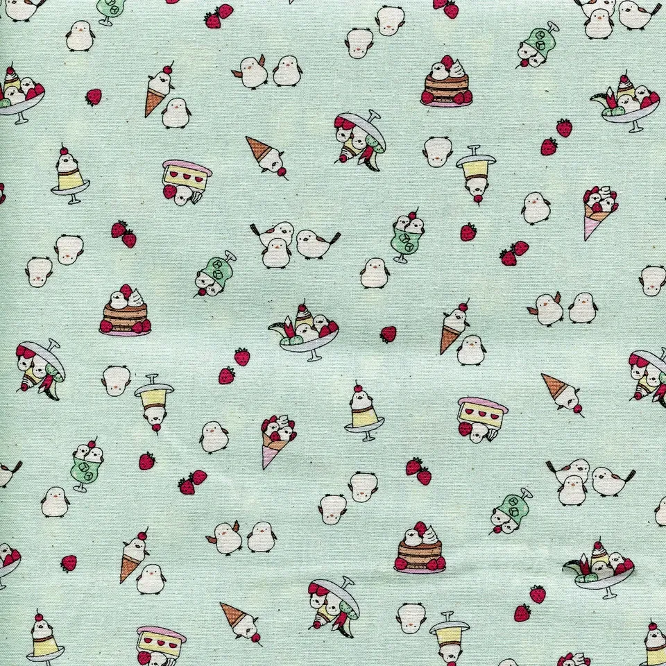 Chibi Petit, Birds and Sweets, Cotton Sheeting, Japanese Import