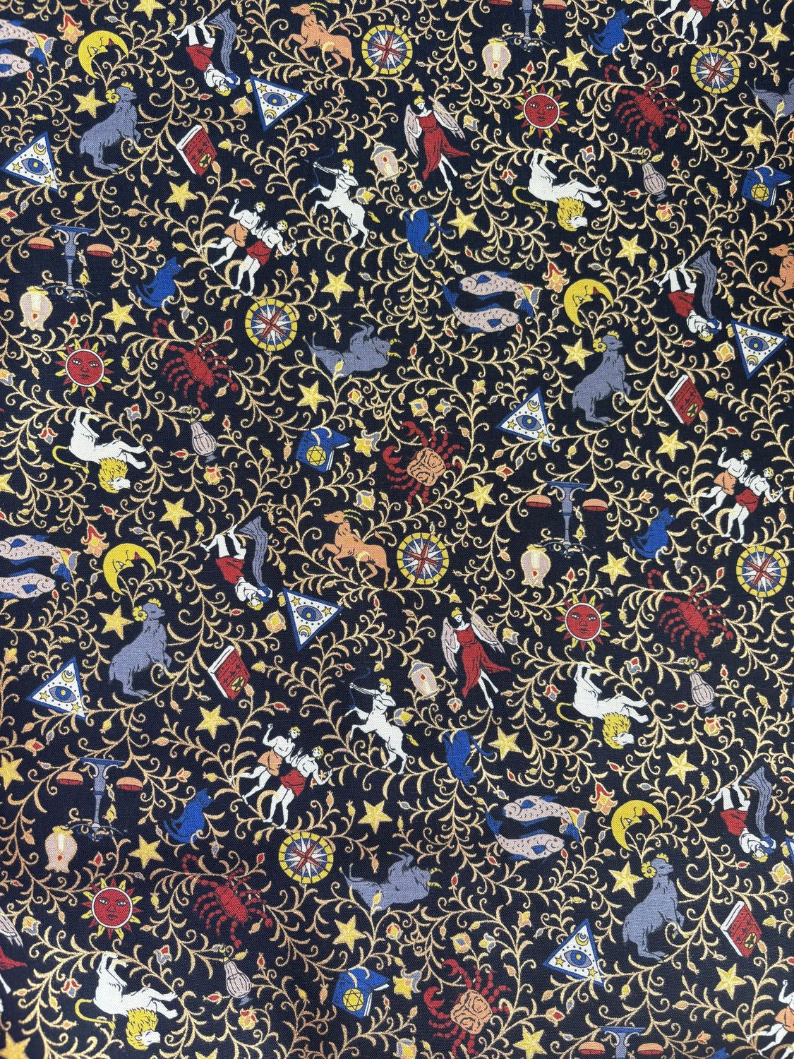 Western Zodiac on Vines, Cotton Sheeting, Japanese Import