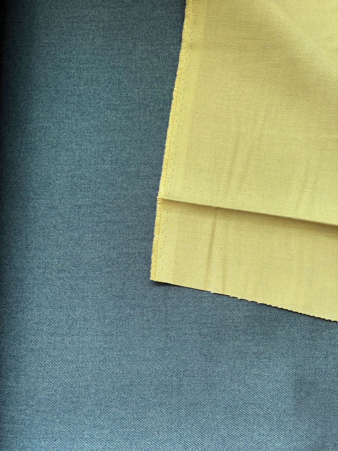 Japanese Imported Dyed Denim Twill, Blue Green, Cosmo
