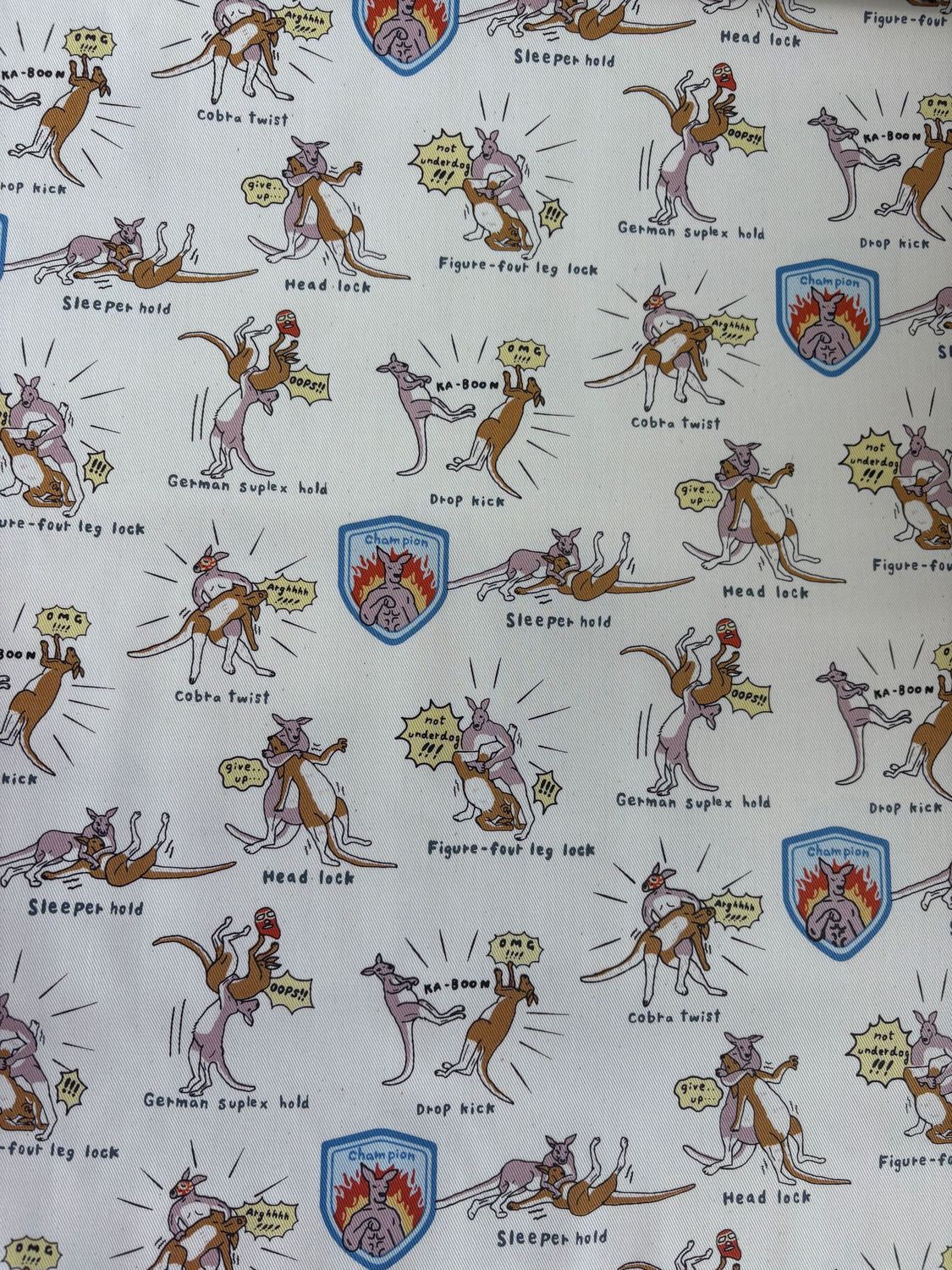 Fighting Kangaroos, Cotton Twill, Japanese Import