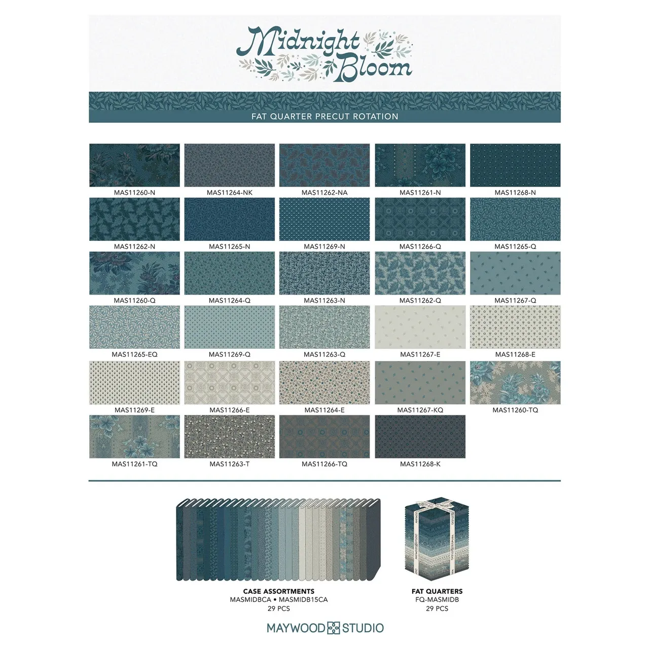 Midnight Bloom Fat Quarter Bundle, 29 pcs