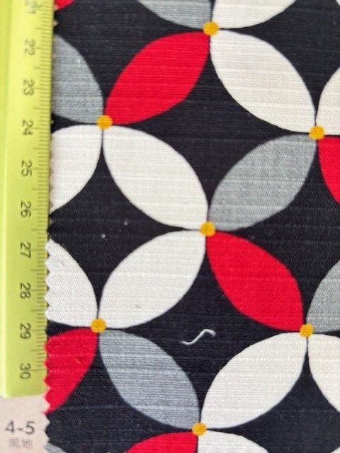 Shippoh, Red and Black, Cotton Shantung, Japanese Import