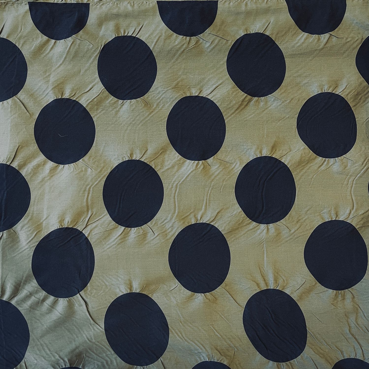Circles Salt Shrunk Cotton Lawn, Green and Black, Japanese Import