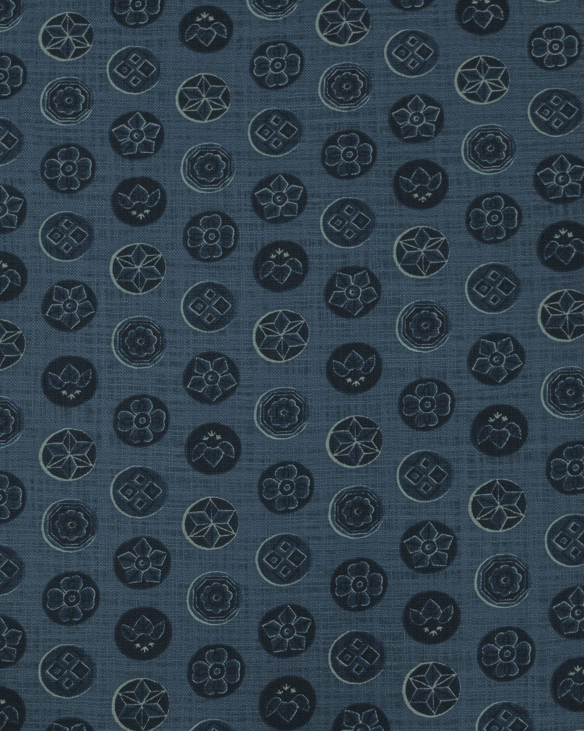 Sevenberry Signet Print Heavy Poplin in Blue, Japanese Imort