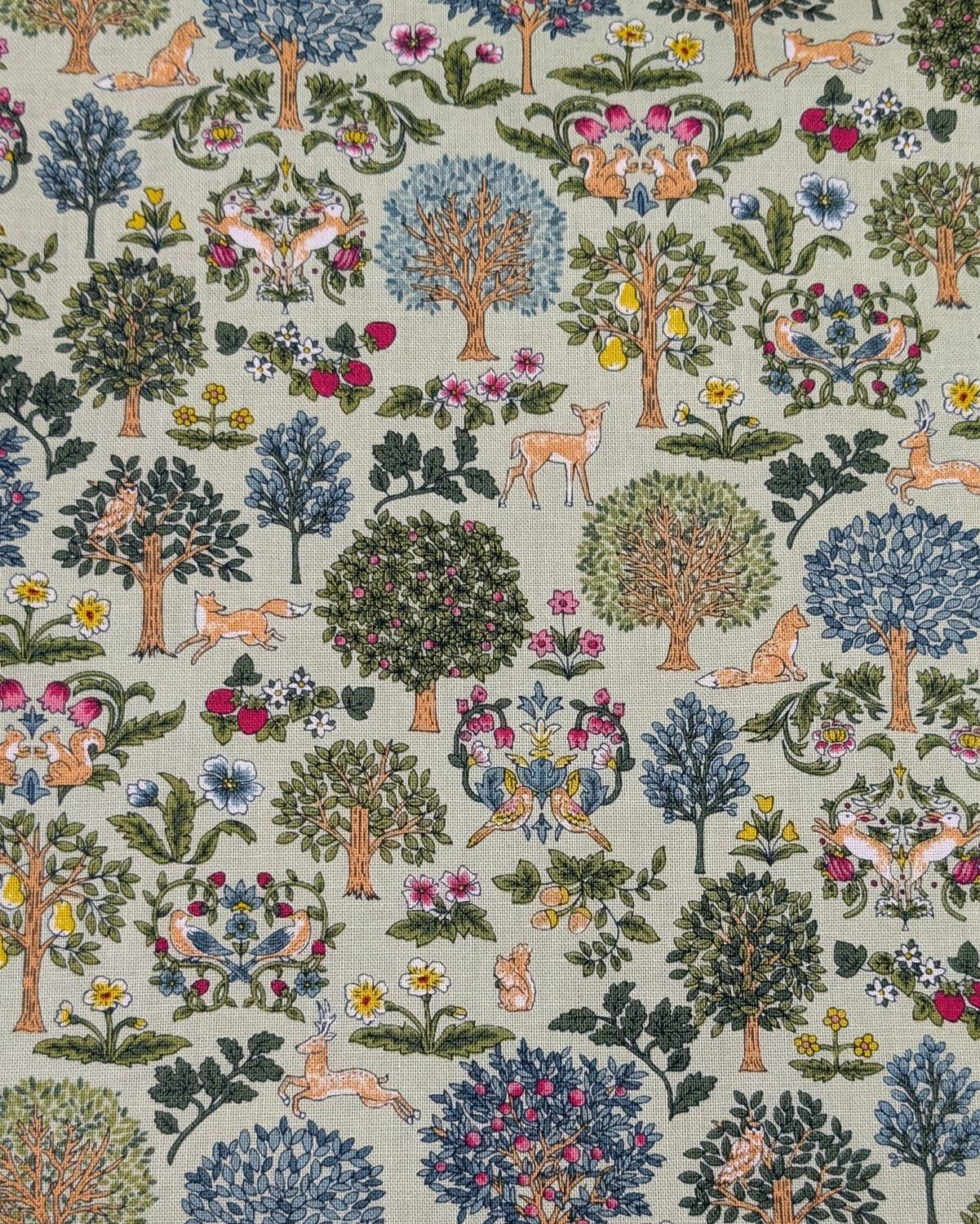 Wildlife Forest Friends Cotton Sheeting in Green, Japanese Import