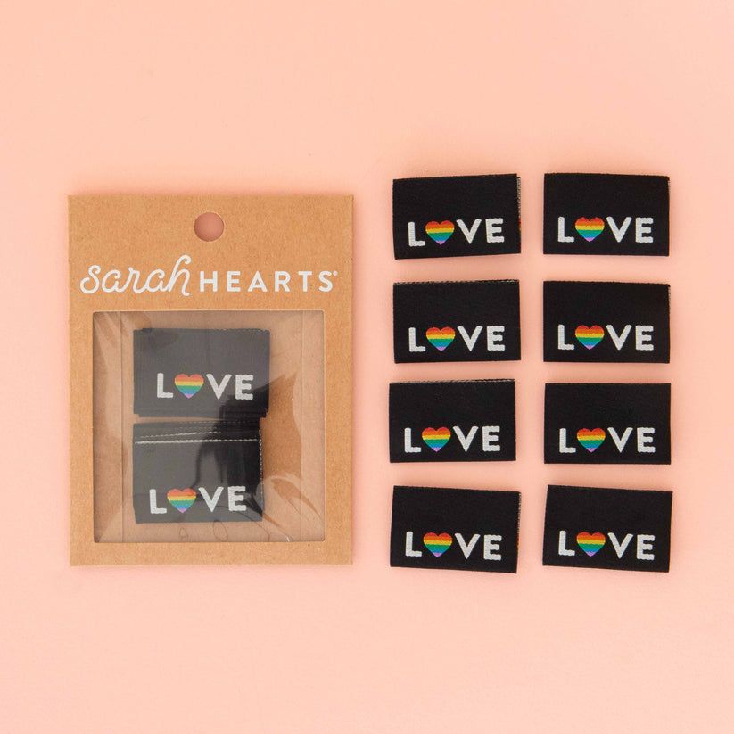 Love Pride, Woven Garment Labels, Sarah Hearts