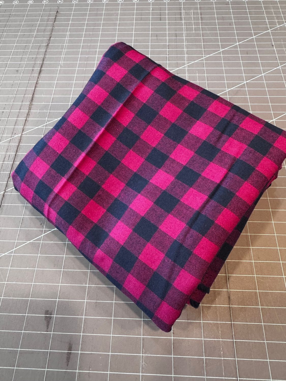Porto Cotton Flannel Magenta Buffalo Check - 2 1/3 Yard Remnant