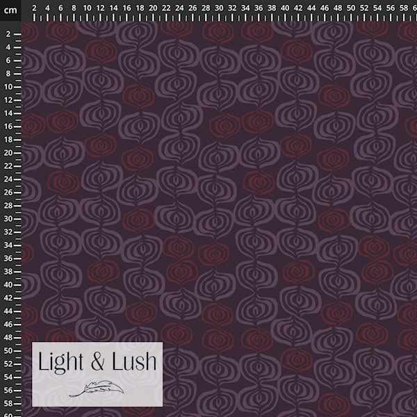 Abstract Purple Swirls, Light and Lush Printed Viscose Twill