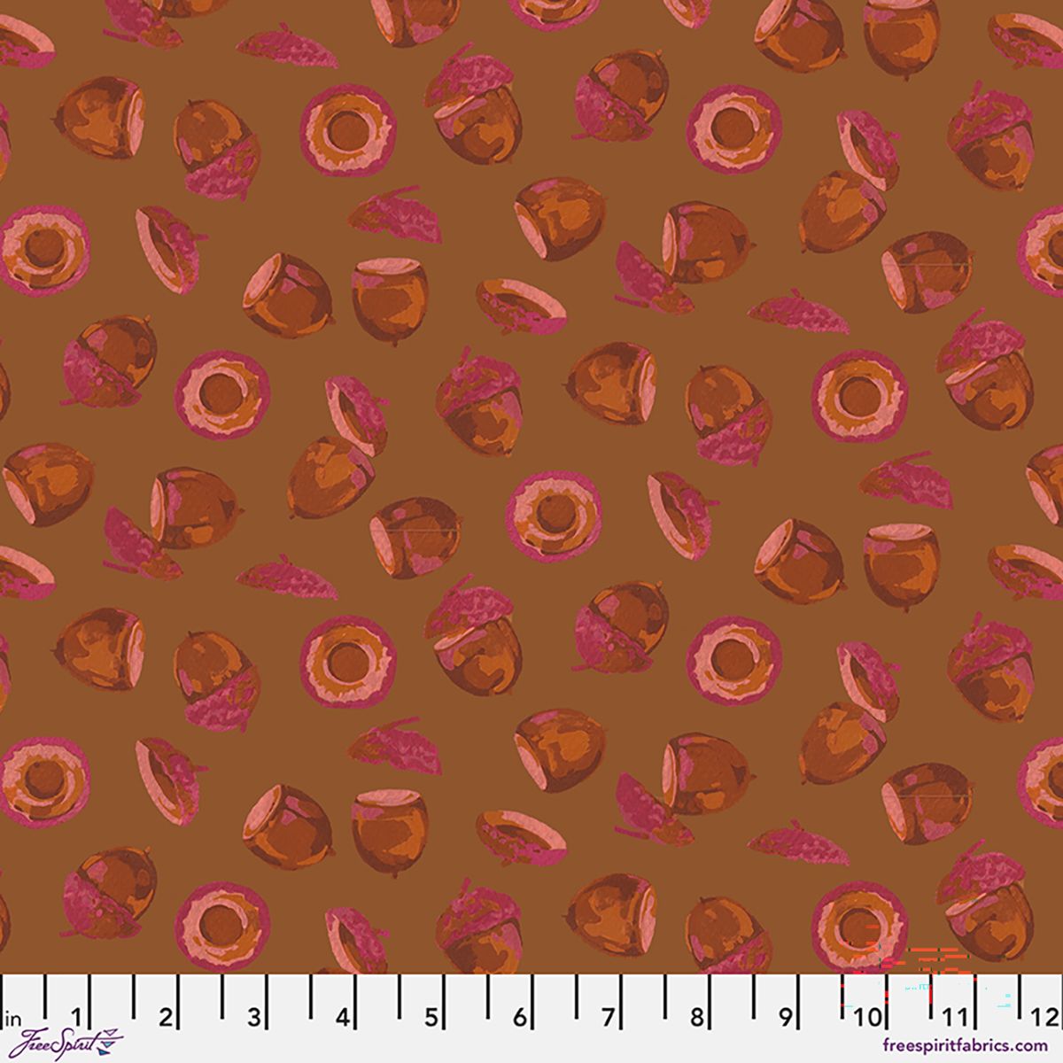 Acorn Harvest in Brown, Golden Harvest Printed Cotton