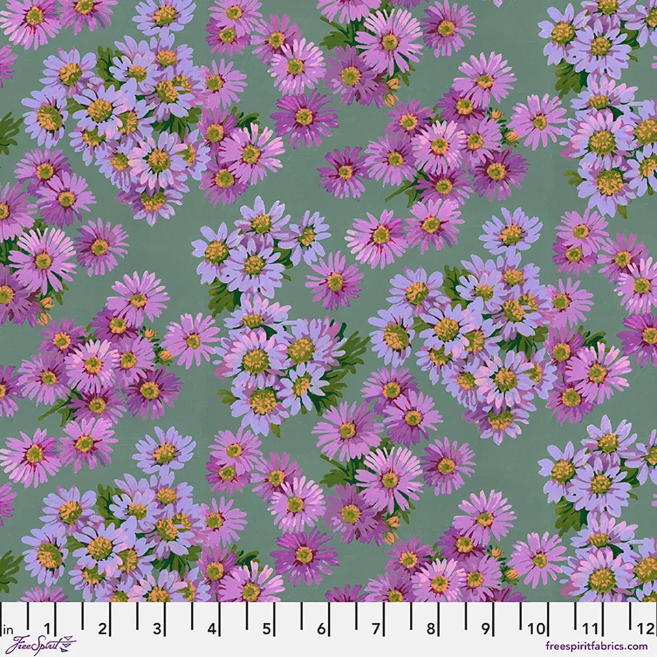 Asters in Purple, Golden Harvest Printed Cotton