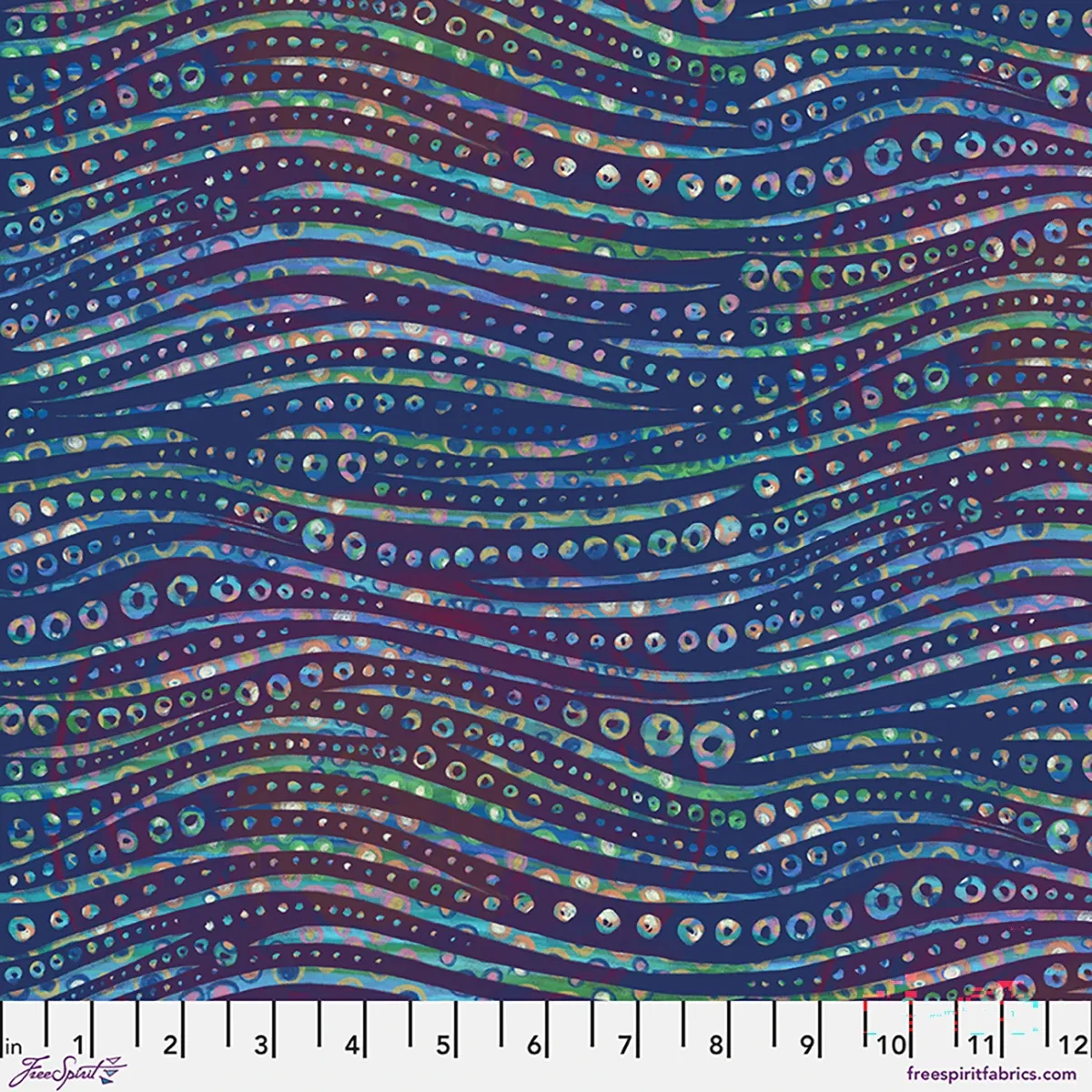 Wave in Midnight, Birds of a Feather Printed Cotton