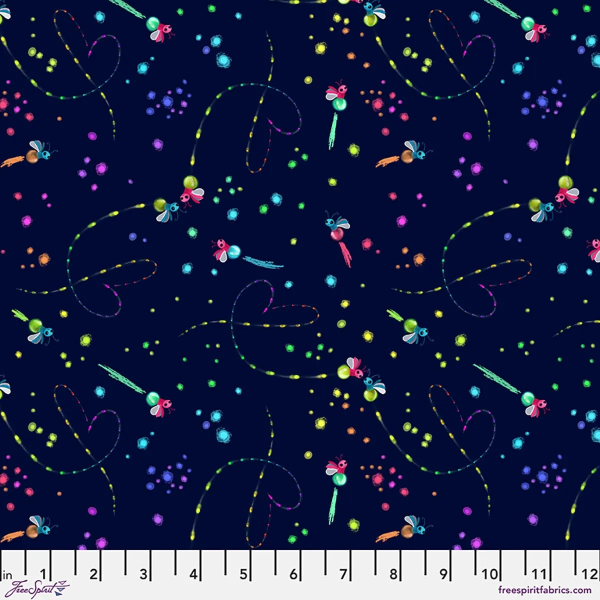 Firefly Sky in Dark Purple, Love Under the Stars Printed Cotton