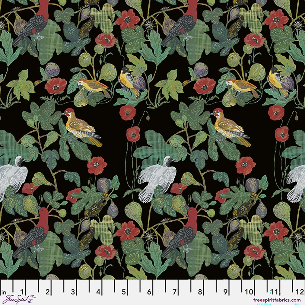 Birds in the Fig Tree, Last Fall in Japan Printed Cotton