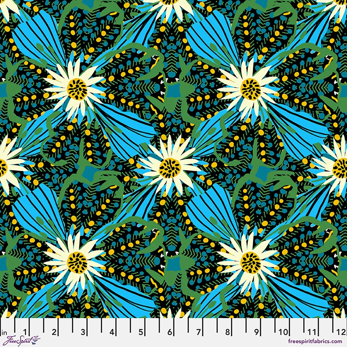 Savanna Starburst in Lagoon, Echoes in Colour Printed Cotton