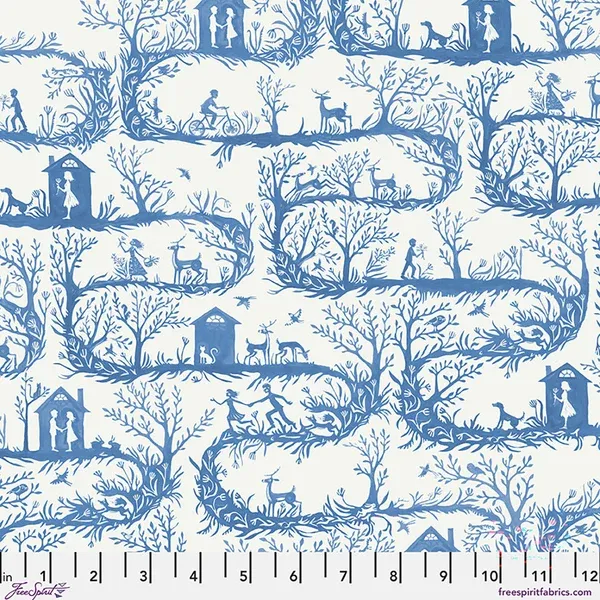 Long Road Home, Azul Printed Cotton