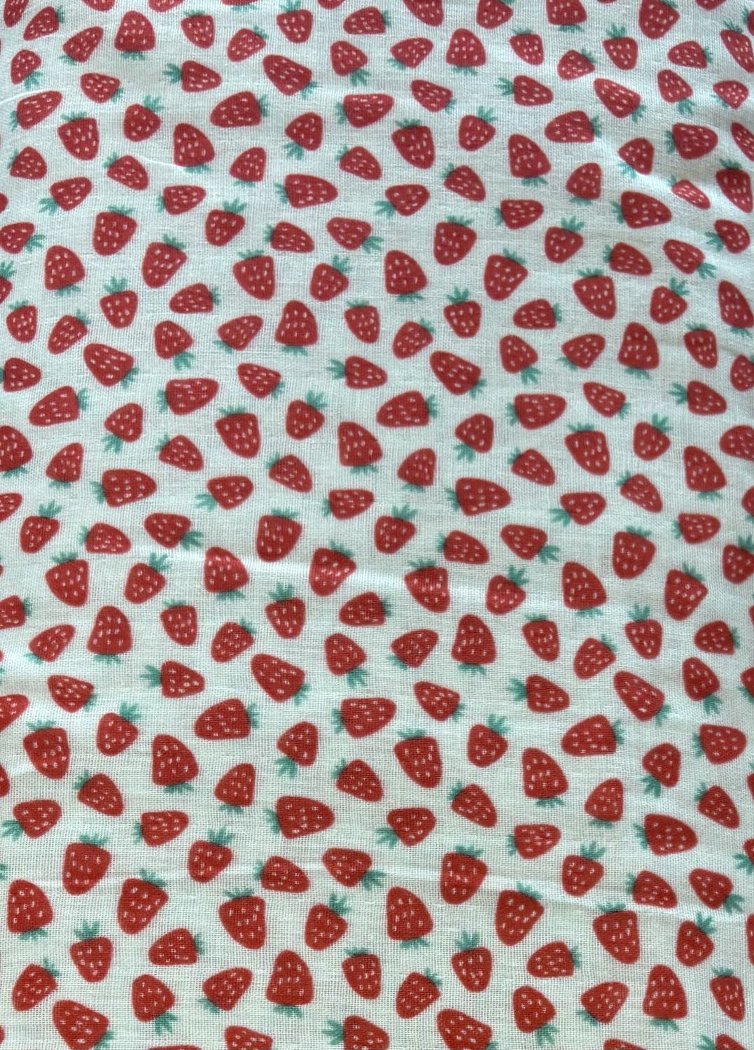 REMNANT 1-3/4yds Strawberries Printed Double Gauze Cotton