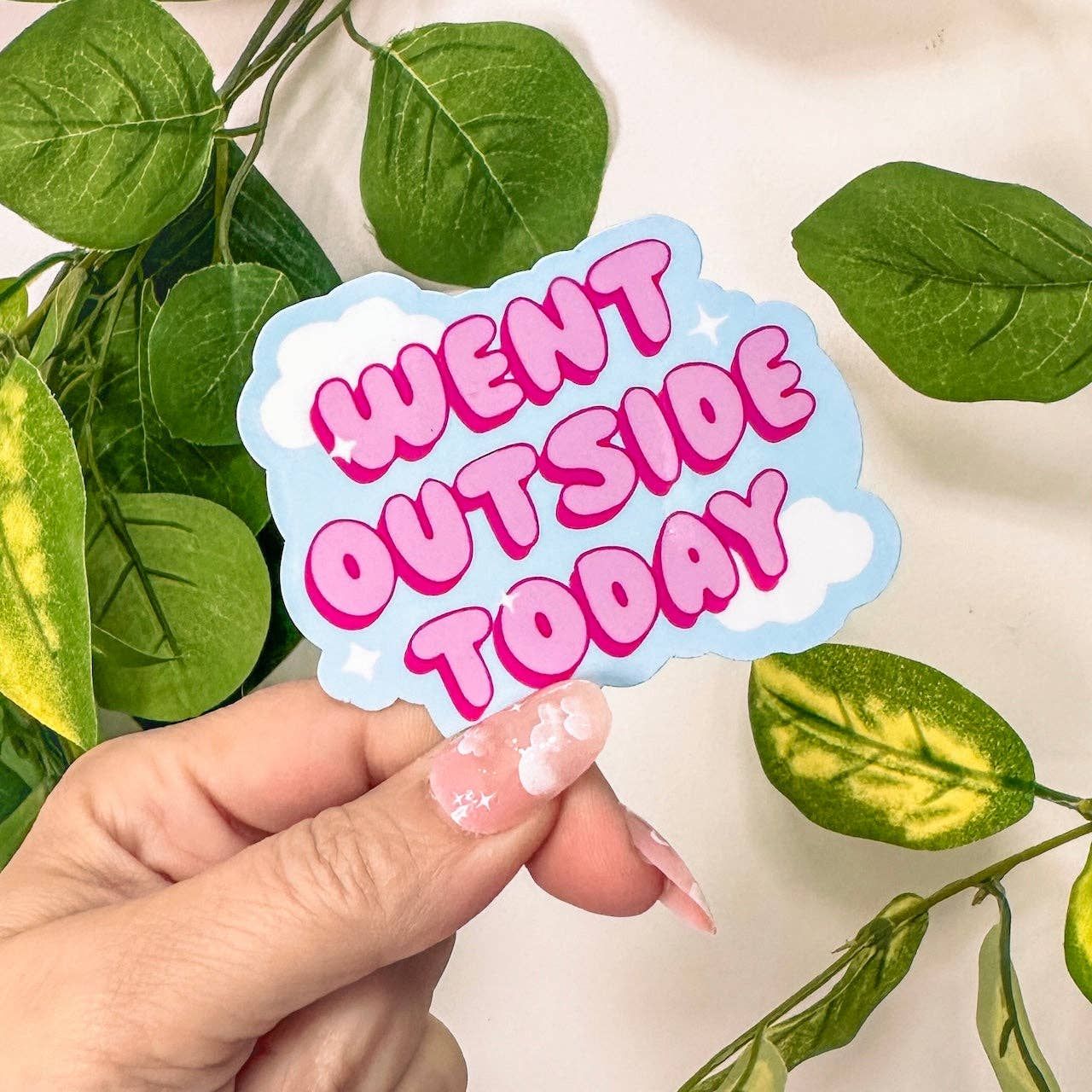 Went Outside Today Sticker, Mental Health &amp; Neurodivergent, Color: Blue, Style: 3” sticker