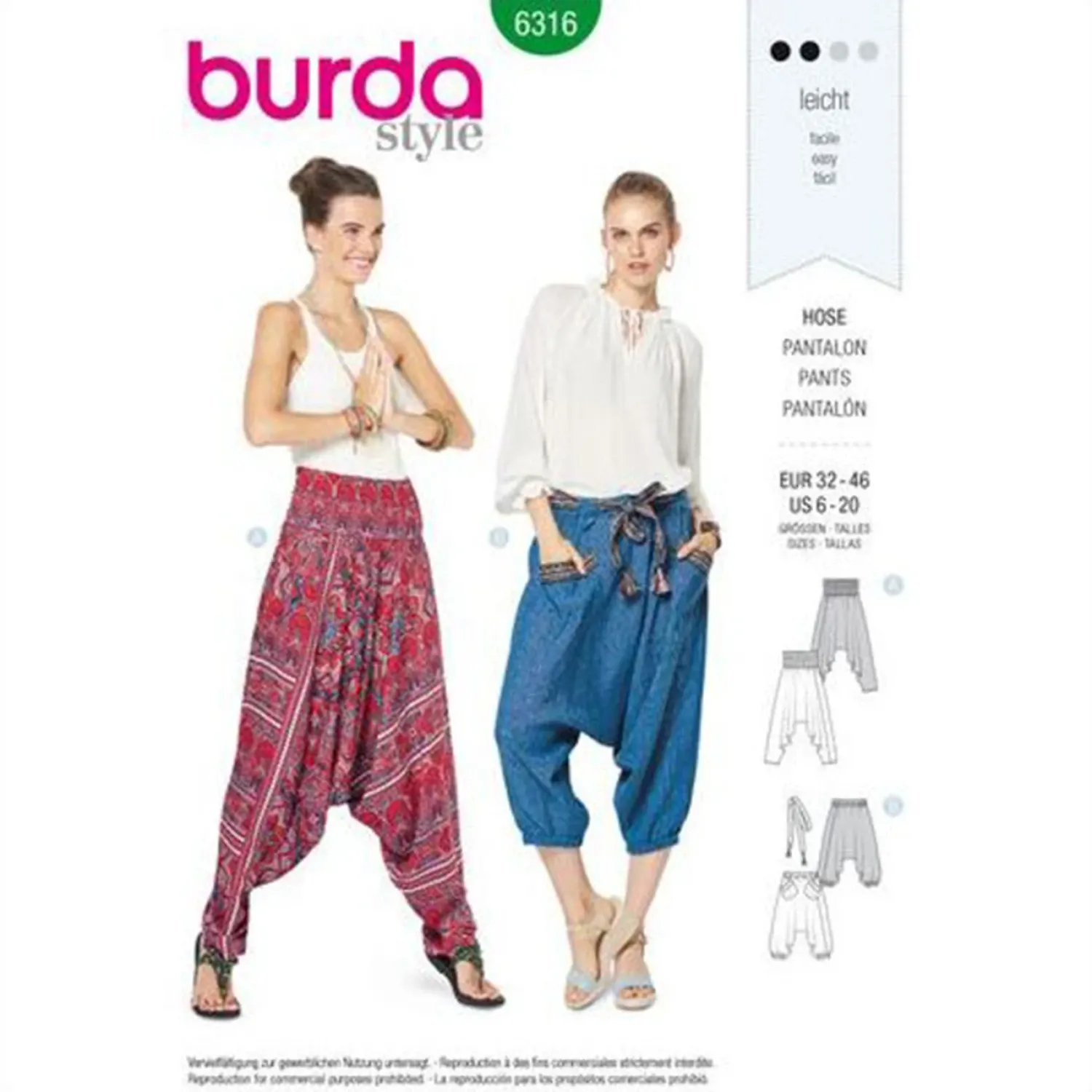Burda Style Women's Pants #6316 Easy
