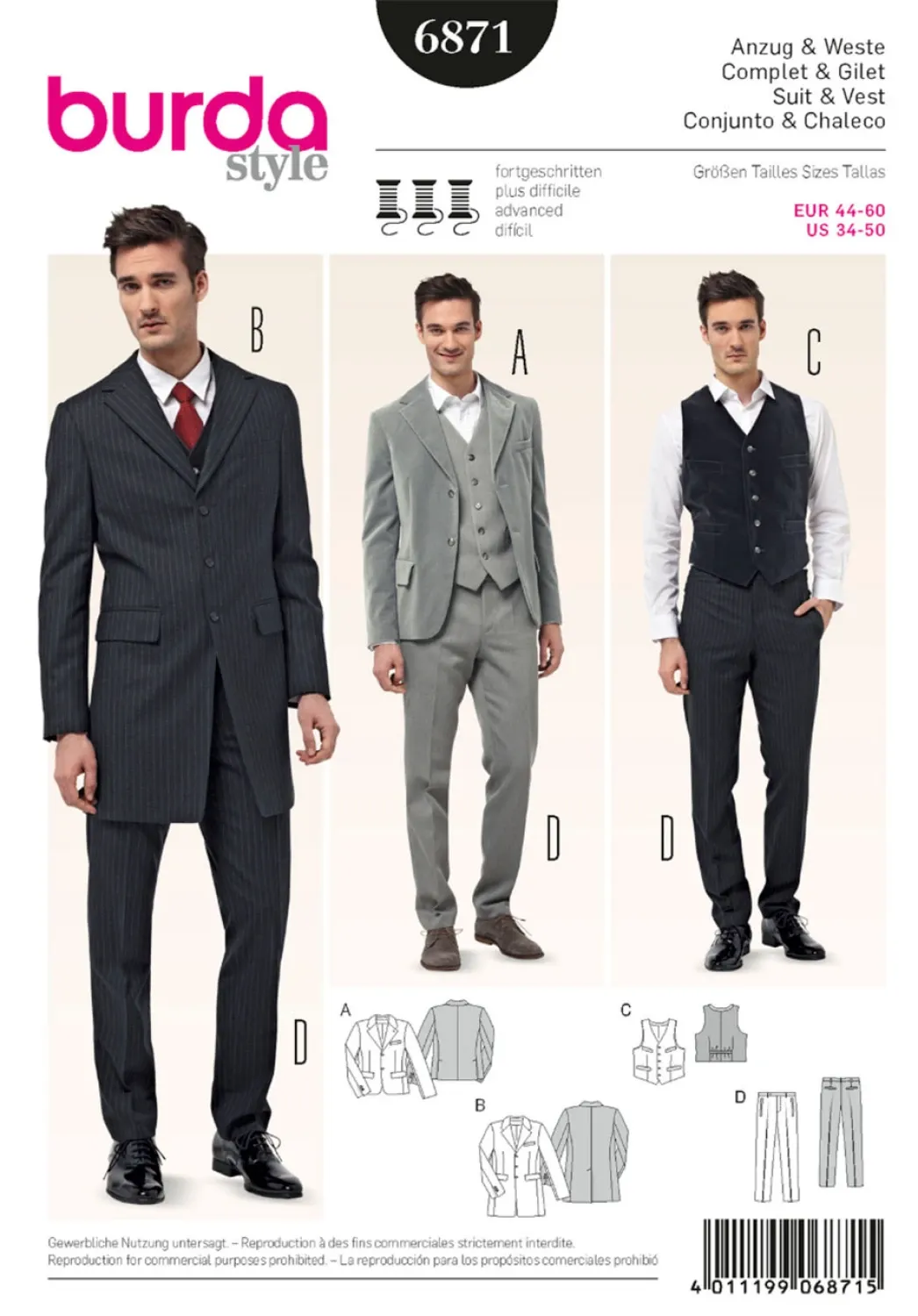 Burda Style Men's Suit &amp; Vest #6871 Advanced