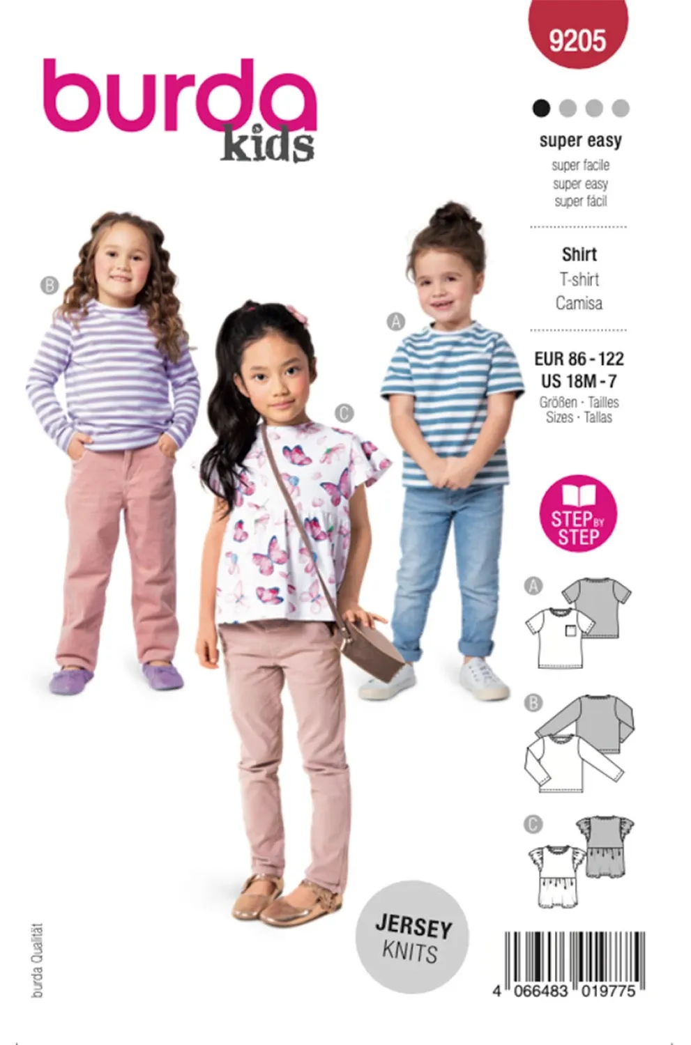 Burda Style Kid's T-Shirt for Jersey Knits #9205 Super Easy