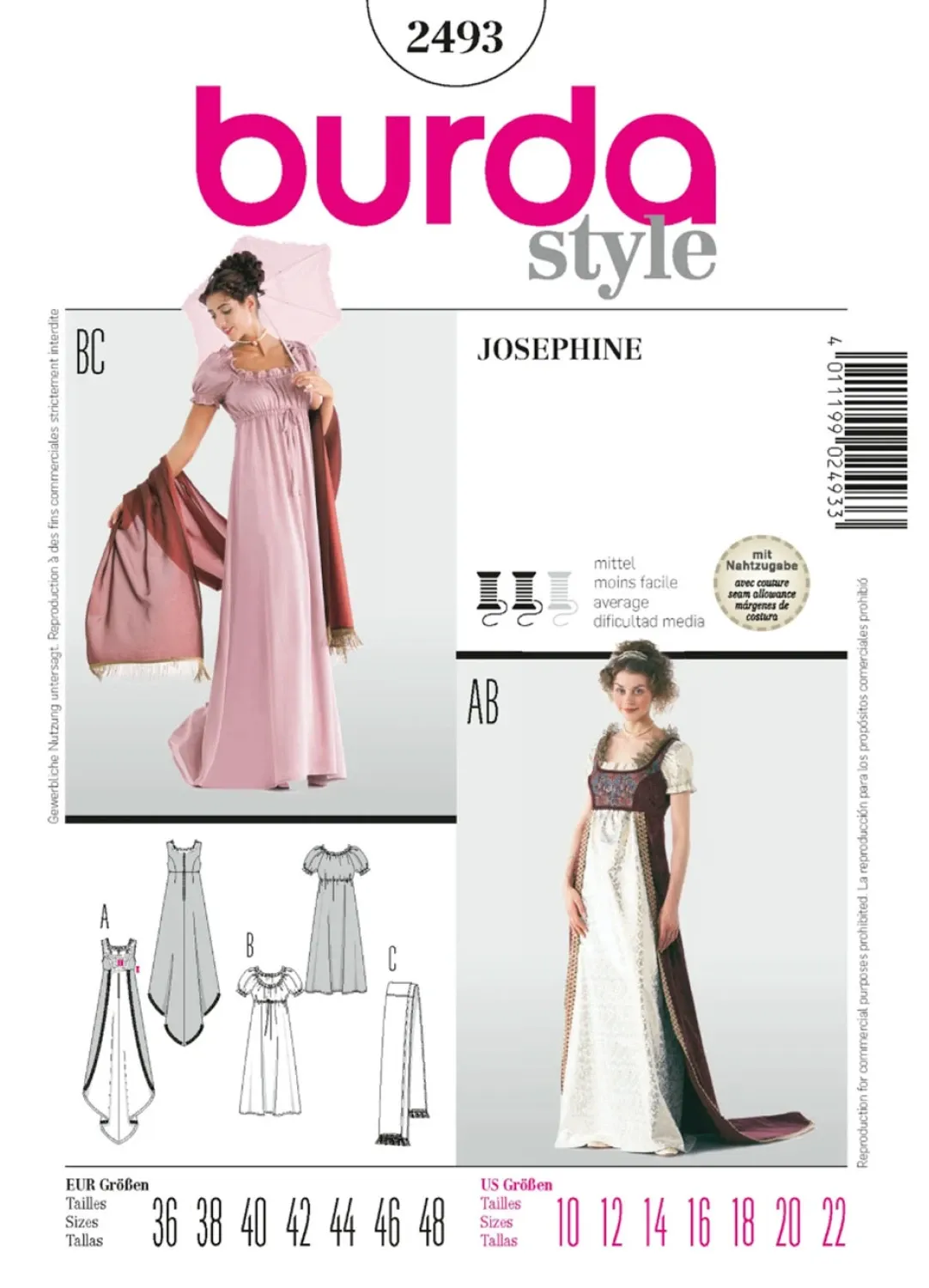 Burda Style Women's History Empire Dress #2493