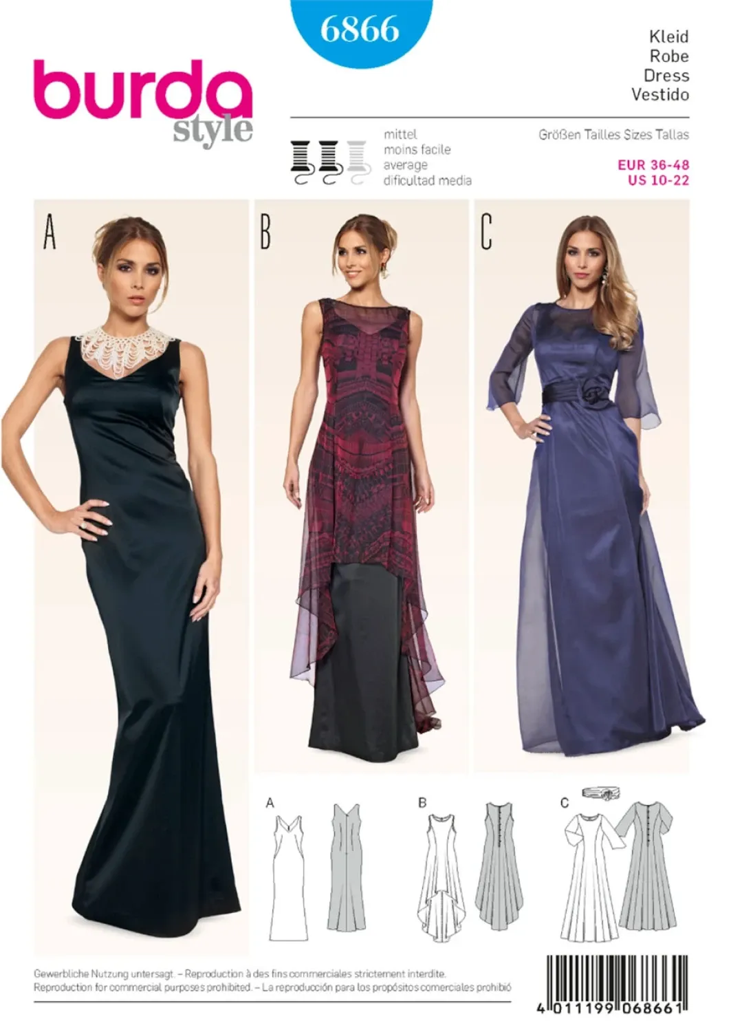 Burda Style Women's Evening Gown Dress #6866