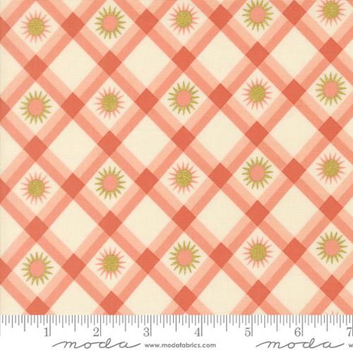 Plaid Sunshine Checks in Zinnia Metallic, Ladybug Whimsy, Printed Cotton