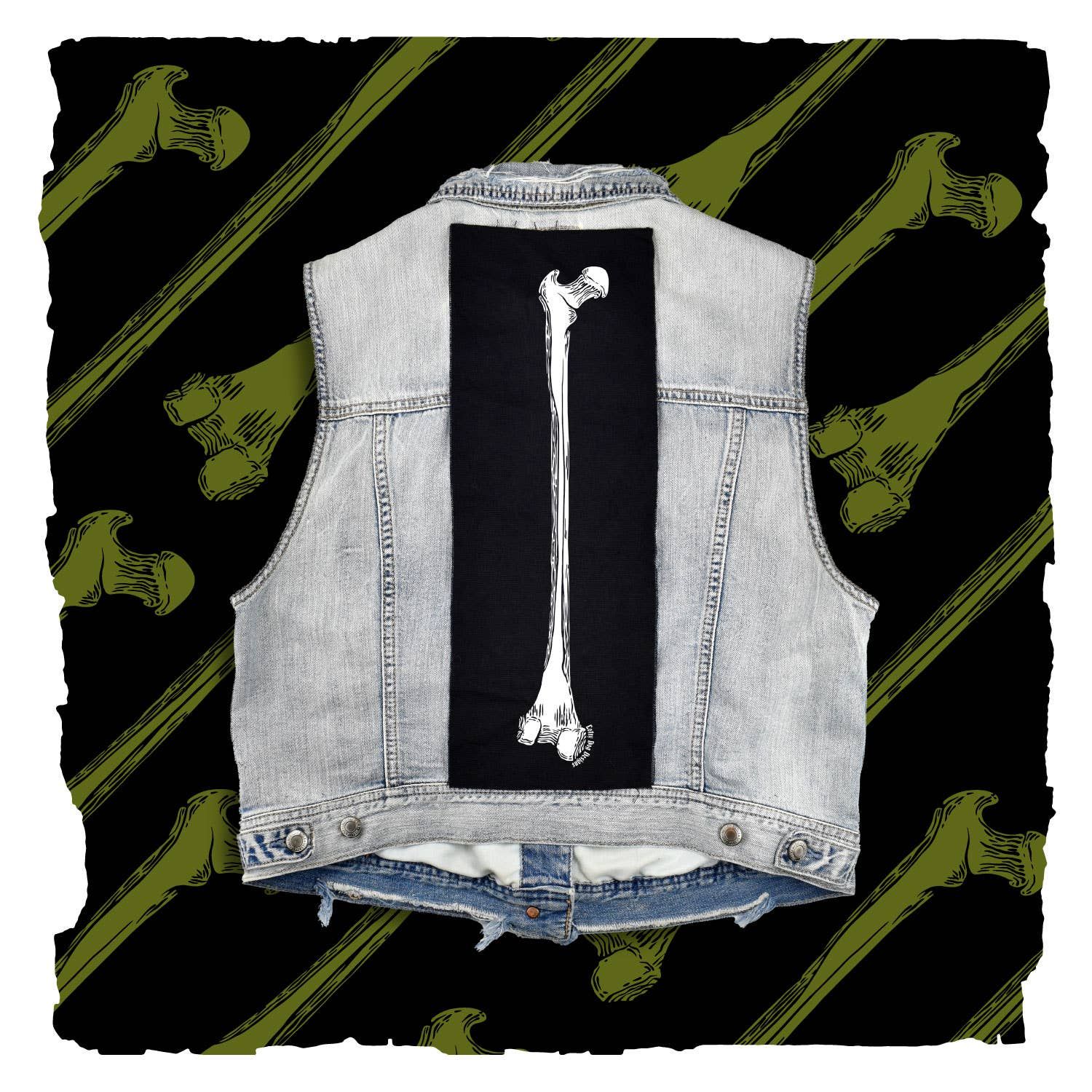 Bone Screen Print Back Patch