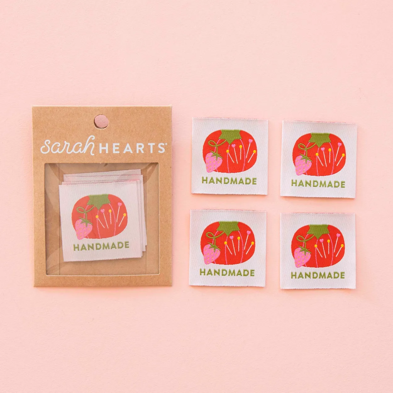 Tomato Pincushion Handmade Large Woven Sewing Labels