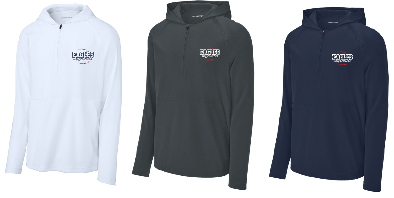 EVW Softball Sport-Tek Repeat 1/2-Zip Long Sleeve Hooded Jacket--3 Colors Available