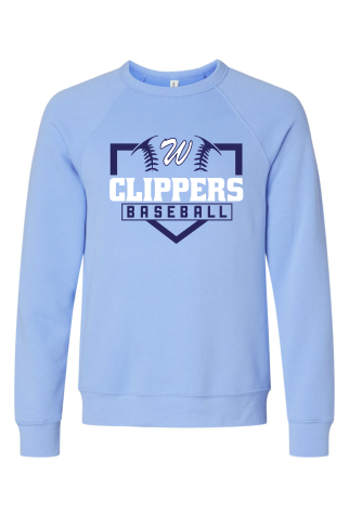 Clippers--Bella Canvas Carolina Blue Unisex Sponge Fleece Raglan Crewneck
