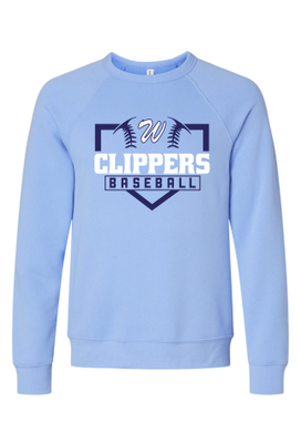 Clippers--Bella Canvas Carolina Blue Unisex Sponge Fleece Raglan Crewneck