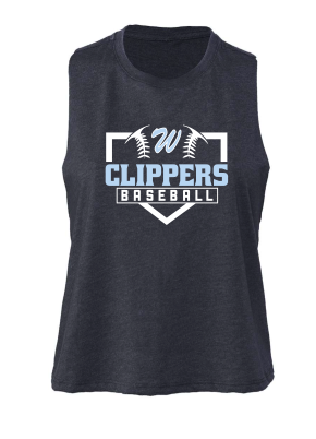 Clippers Bella Canvas Navy Women&#39;s Racerback Crop Tank